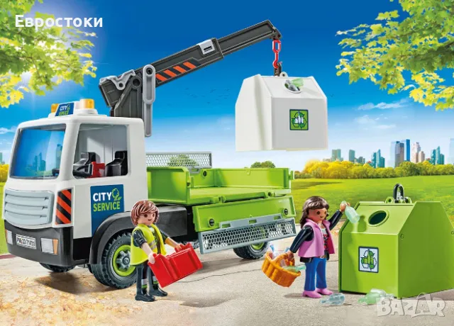 Игрален комплект Playmobil City Action 71431 - Камион за рециклиране и контейнер, 62 части, снимка 3 - Коли, камиони, мотори, писти - 46866840