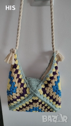 Плетени дамски чанти, многоцветни подаръци , снимка 5 - Чанти - 42698019