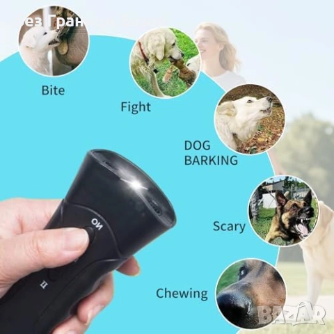 Нов Ултразвуков тренинг уред за кучета против лай, дърпане с фенер, снимка 7 - За кучета - 53647313