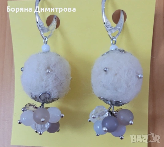 Еко бижута от вълна - красиви обеци за ежедневието! Уникати!, снимка 5 - Обеци - 53657020