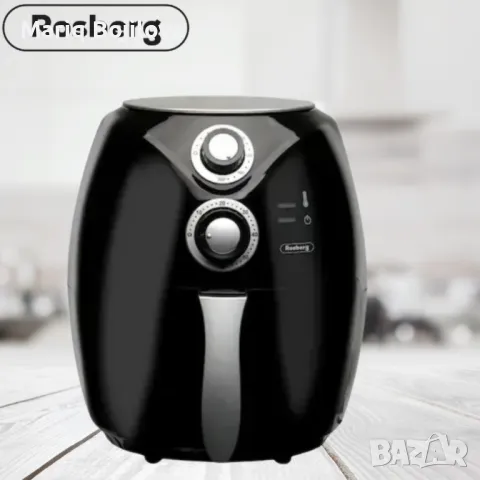 Фритюрник AirFryer Rosberg Premium, 1600W, 3л., Горещ въздух, Таймер, до 200°C, Черен, снимка 1