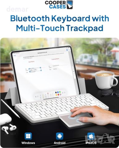 Bluetooth клавиатура Cooper Nomad с тъчпад - пълноразмерни клавиши, сгъваем тракпад, снимка 2 - Клавиатури и мишки - 45287000
