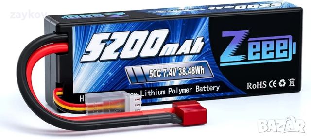 Zeee 2S 5200mAh Lipo батерия 7.4V 50C, снимка 1 - Друга електроника - 45997641