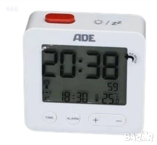 Цифров будилник ADE CK1714 / LCD дисплей / бял