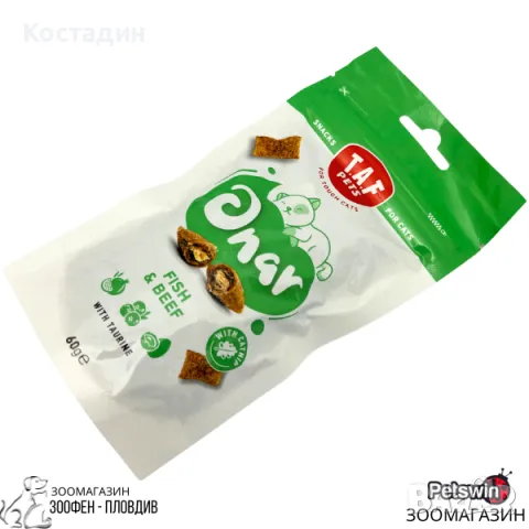 Допълваща Храна/Лакомство за Котки - 60гр. - Fish&Beef - с Таурин - T.A.F Pets