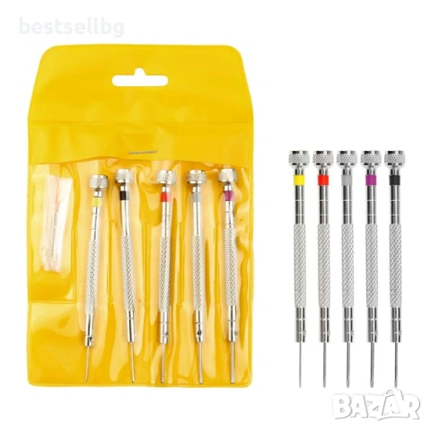 Професионални фини часовникарски отвертки с резервни върхове за ремонт смяна батерия часовникари, снимка 4 - Отвертки - 53090723