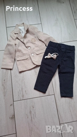 Детски костюм с бежово сако 12-18м