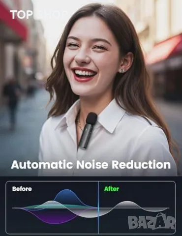 Нов Безжичен лаважен микрофон за iPhone/Android за видео и стрийминг, снимка 3 - Микрофони - 49927090