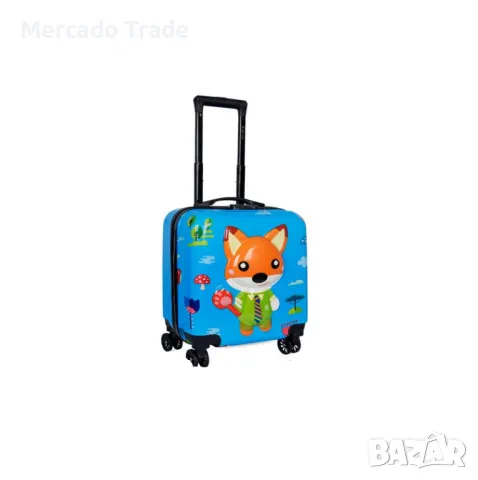 Детски куфар Mercado Trade, 3D, ABS, Лисица, Син, снимка 2 - Куфари - 47256220