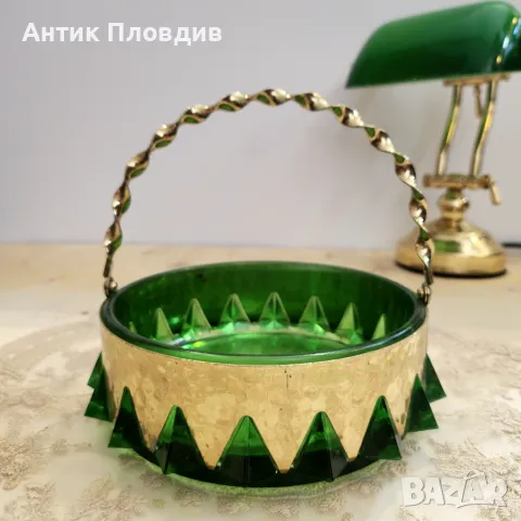 Винтидж ръчно изработена кристална кошница "Brama" с месингови акценти, снимка 10 - Декорация за дома - 49434831