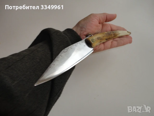 Огромна сойка нож рог гравюри маркирана наваха , снимка 8 - Ножове - 51275189