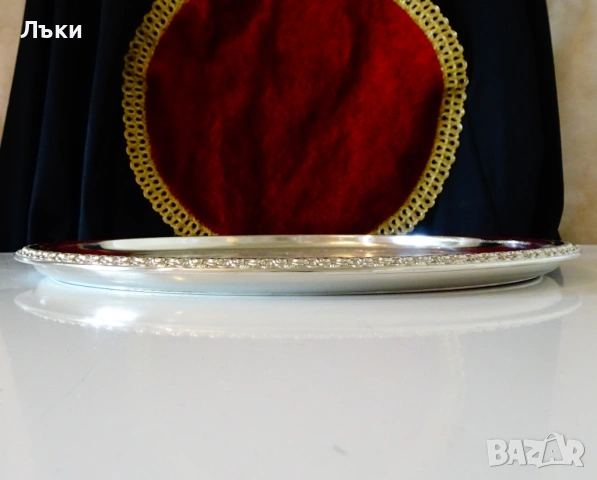 Английски посребрен поднос Ianthe,820 гр.,чиста мед. , снимка 5 - Антикварни и старинни предмети - 53977546
