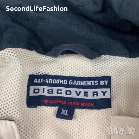 Discovery DSC Винтидж яке с качулка мъжко размер XL бежово синьо., снимка 6 - Якета - 52496723