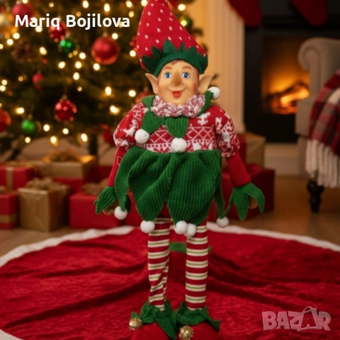 Коледен Елф – декоративна фигура с меки крачета и празнично облекло, снимка 2 - Декорация за дома - 52105537