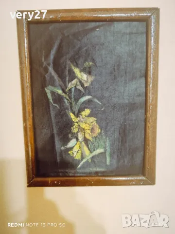 Стара картина рисувана коприна, снимка 3 - Антикварни и старинни предмети - 50211939