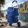 Сгъваема пазарска количка 56 литра Troll03Blue – лека, водоустойчива и стабилна , снимка 2