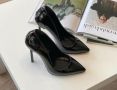 Обувки на ток - черен лак с черен ток - 6060, снимка 1 - Дамски обувки на ток - 45462308