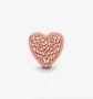 Сребърен елемент PANDORA 925 Rose Gold Filigree Heart, снимка 2