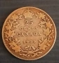 Стара Сребърна Имперска монета от Канада 25 цента 1909 година , снимка 1
