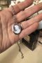 Геме Камея сребро карнеол  висулка брошка със синджир ., снимка 1 - Колиета, медальони, синджири - 45134202