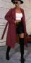 Червено дълго кожено палто бордо, размер ХХЛ XXL без подплата, снимка 2