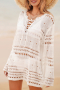 Дамска плажна рокля в бяло с дълъг ръкав, снимка 2