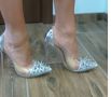 Сребристи обувки с силикон Christian Louboutin, снимка 1 - Дамски обувки на ток - 46024170
