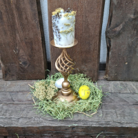Великденска декорация Свещник ковано желязо и ароматна свещ, снимка 4 - Декорация за дома - 44974249