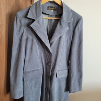 Дълго дамско сако в сив цвят  - размер S, снимка 1 - Сака - 44953723