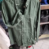 мъжка зелена ленена риза- L размер, снимка 3 - Ризи - 45429961