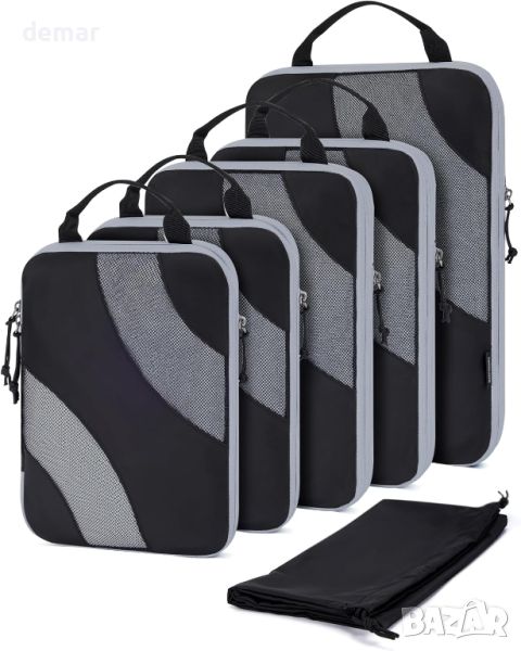 BAGSMART Компресионни куфарни органайзери, комплект 6 броя, черно, снимка 1