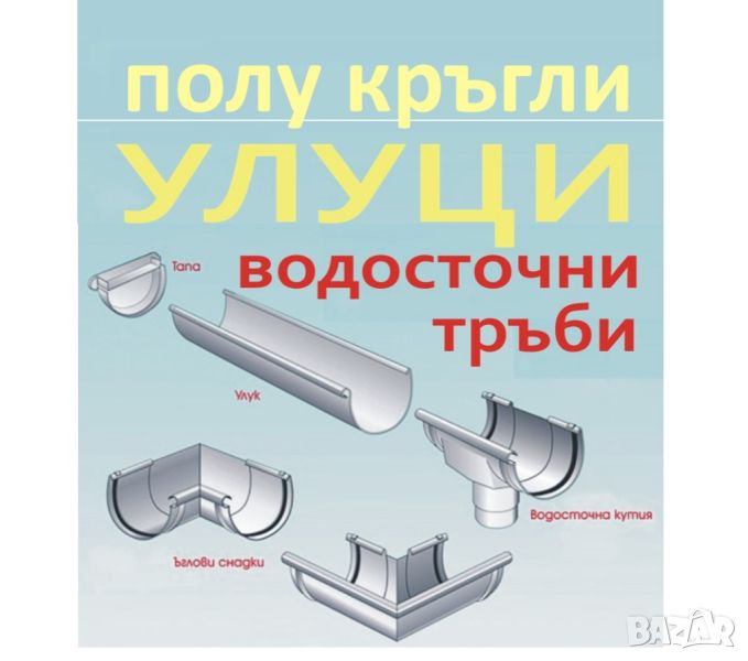 полу кръгли УЛУЦИ, Водостоци ПРОИЗВОДИТЕЛ.. Водосборни казанчета.. Класически метални улуци, снимка 1