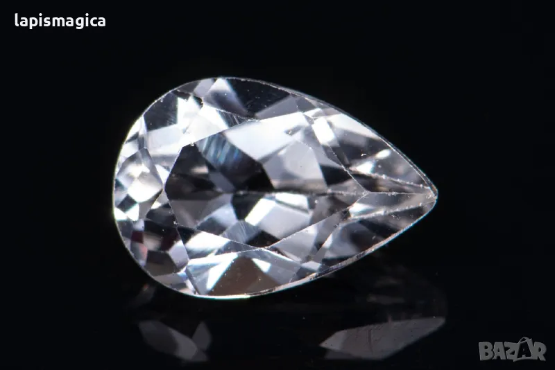 Бял топаз 1.72ct VVS капка шлифовка #3, снимка 1