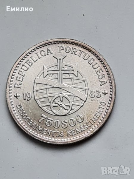 PORTUGAL. 750 ESCUDOS. 1983 год. SILVER 0.835, снимка 1