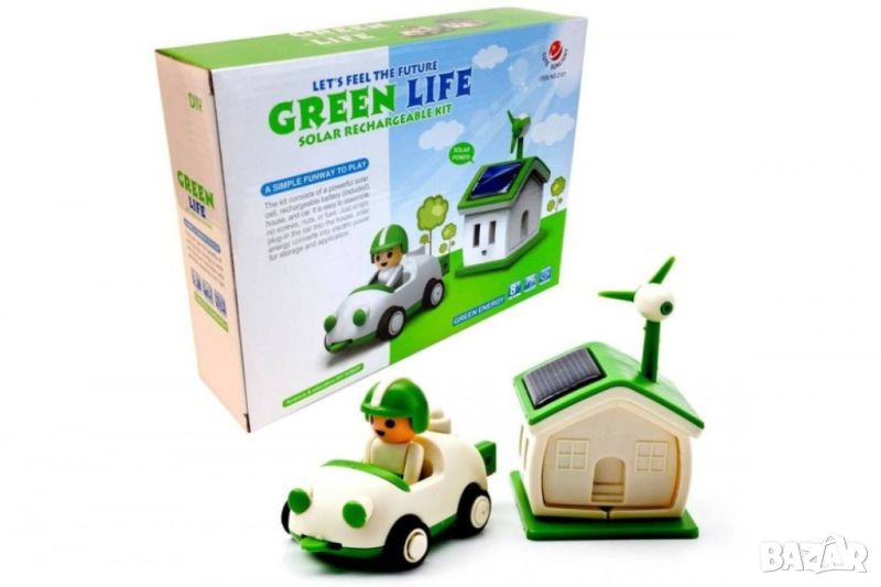 Иновативен детски конструктор със соларна батерия, къща с движеща се кола, снимка 1