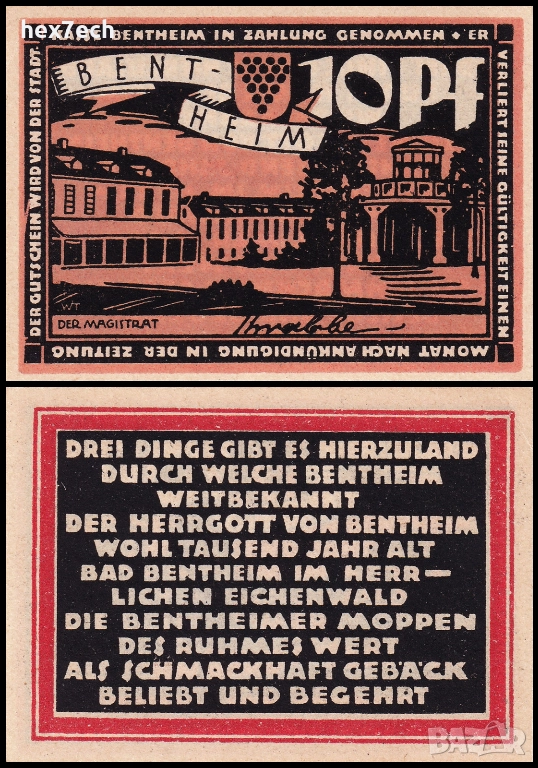 ❤️ ⭐ Германия Bentheim 1921 10 пфенинга UNC нова ⭐ ❤️, снимка 1
