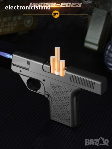 Ветроустойчива Газова запалка пистолет с 3 броя пълнители за цигари, снимка 1