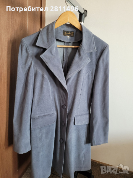 Дълго дамско сако в сив цвят  - размер S, снимка 1