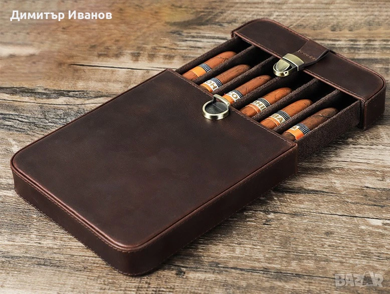 Ретро кожен калъф за 6 пури от естествена кожа, снимка 1