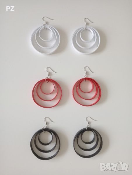Обеци, бели, черни, червени, снимка 1