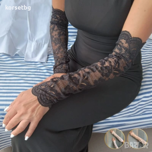 Елегантни дантелени ръкавици без пръсти с флорален мотив, различни цветове 3183, снимка 1