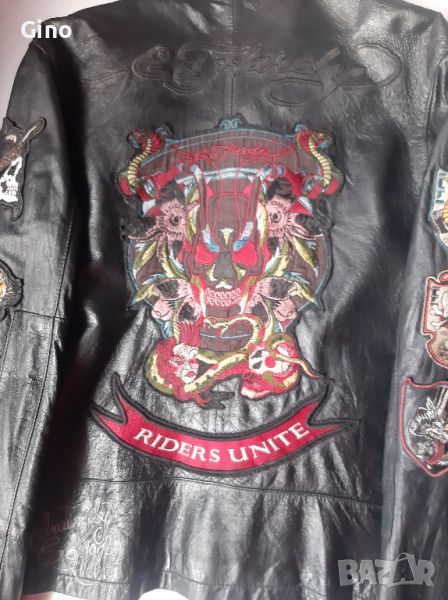 Ed Hardy motto biker leather jacket M, снимка 1