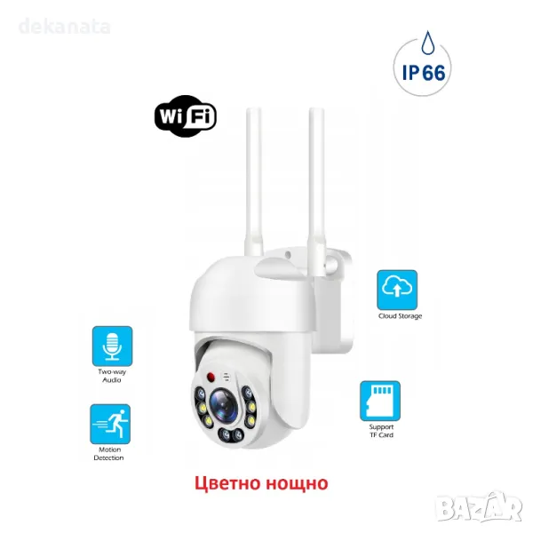 5MP 1080P Lens външна IP WiFi PTZ с нощно виждане управляема въртяща камера, снимка 1