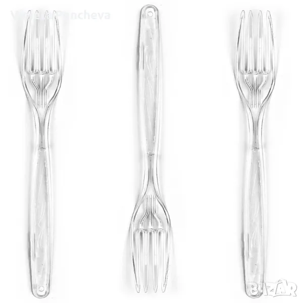 Пластмасови вилици лукс 100бр. прозрачни, снимка 1