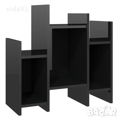 vidaXL Страничен шкаф, черен гланц, 60x26x60 см, инженерно дърво（SKU:806290, снимка 1
