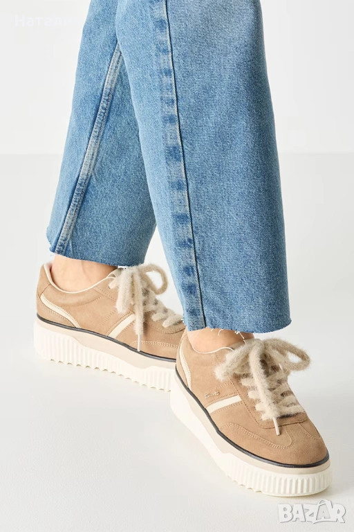 Tamaris Спортни обувки с равна платформа и велур, р.38., снимка 1