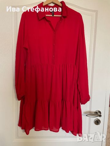 Нова червена ежедневна елегантна широка кройка волани къдри рокля , снимка 7 - Рокли - 46439563