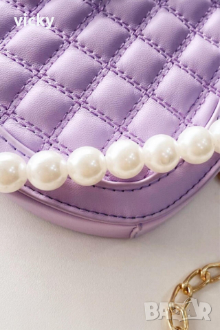 Детска чантичка в лилаво с дръжка от перли, Petite Fleur, снимка 2 - Чанти - 45002391