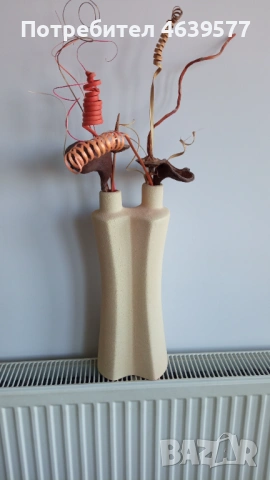 Висока, двойна, керамична ваза