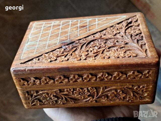 дървена кутия за бижута дърворезба 7/5, снимка 11 - Антикварни и старинни предмети - 49867917